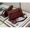 Dior Caro Belt Pouch with Chain In Bordeaux Calfskin 050