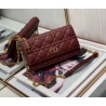 Dior Caro Belt Pouch with Chain In Bordeaux Calfskin 050