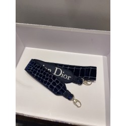 Dior Medium Lady D-Lite Bag In Blue Crocodile Embroidered Velvet 423