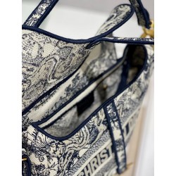 Dior Saddle Bag In Blue Toile de Jouy Embroidery 849