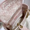 Dior Medium Lady D-Lite Bag In Pink Toile de Jouy Embroidery 267