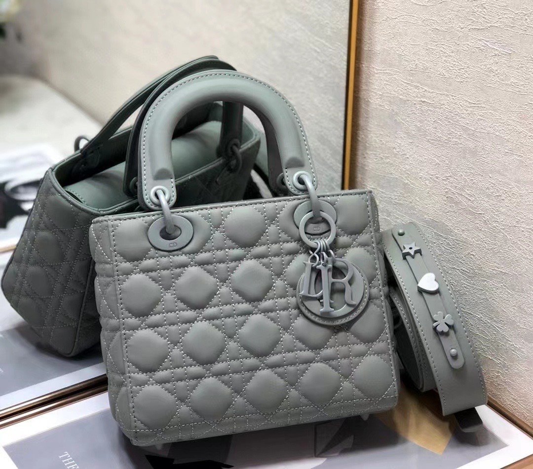 Dior Lady Dior My ABCDior Bag In Grey Ultramatte Calfskin 243