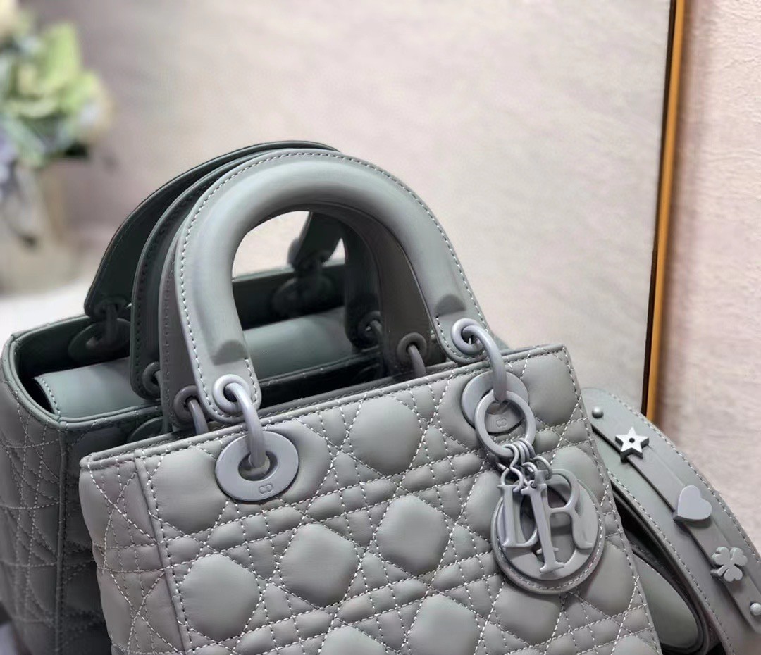 Dior Lady Dior My ABCDior Bag In Grey Ultramatte Calfskin 243