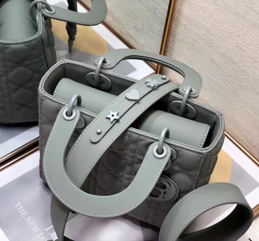 Dior Lady Dior My ABCDior Bag In Grey Ultramatte Calfskin 243