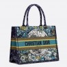 Dior Small Book Tote In Blue Dior Constellation Embroidery 304