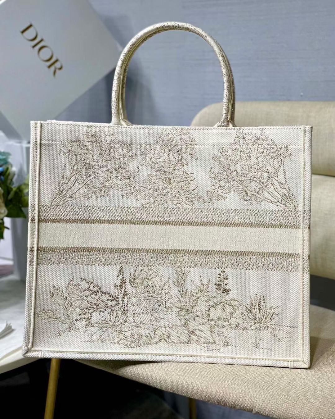 Dior Book Tote Bag In Dior Around the World Stella Embroidery 396