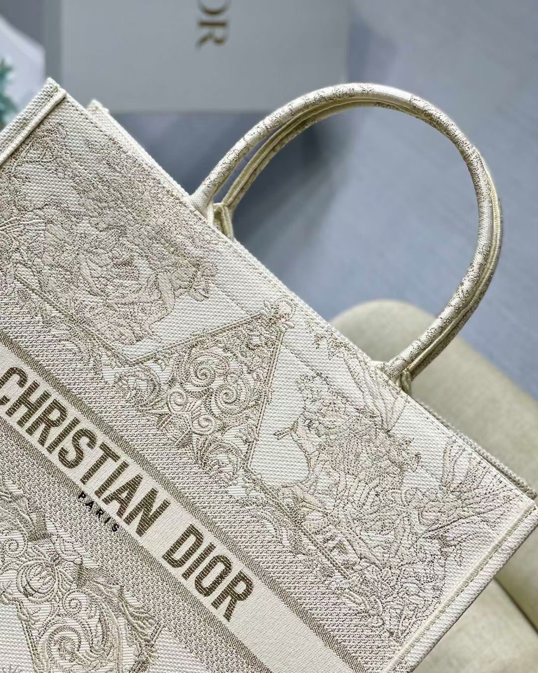 Dior Book Tote Bag In Dior Around the World Stella Embroidery 396