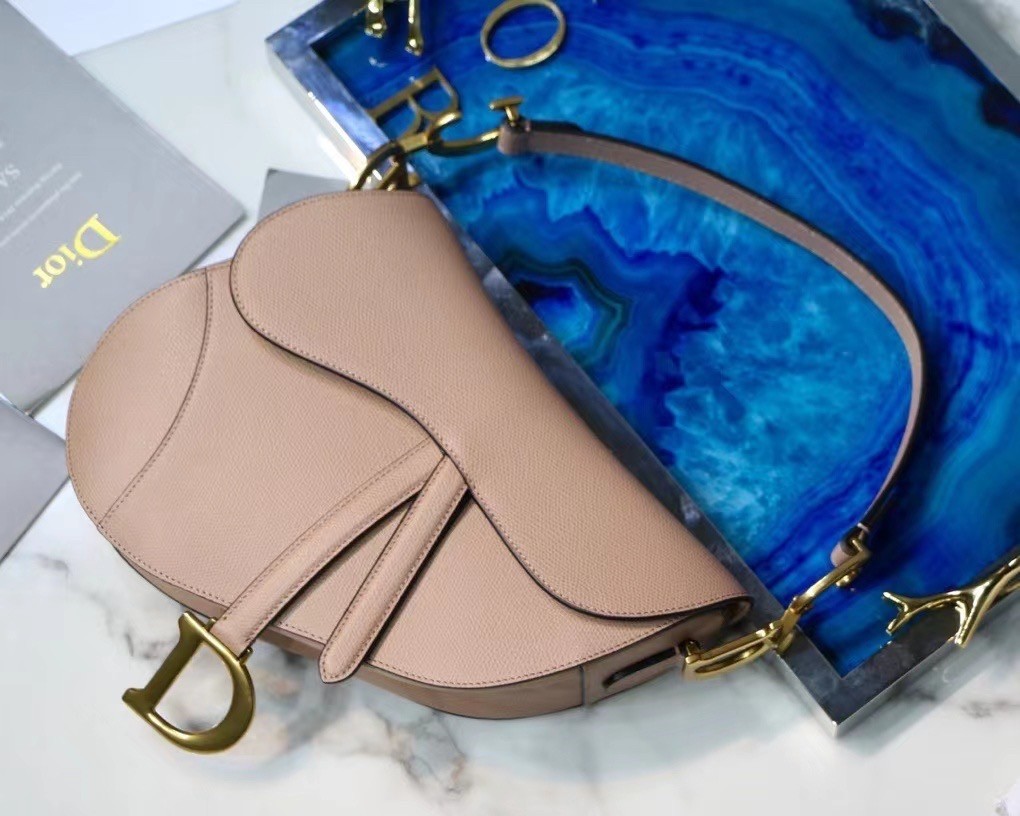 Dior Saddle Bag In Blush Grained Calfskin 448