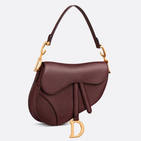 Dior Saddle Bag In Bordeaux Grained Calfskin 479