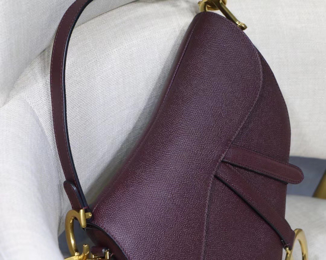 Dior Saddle Bag In Bordeaux Grained Calfskin 479