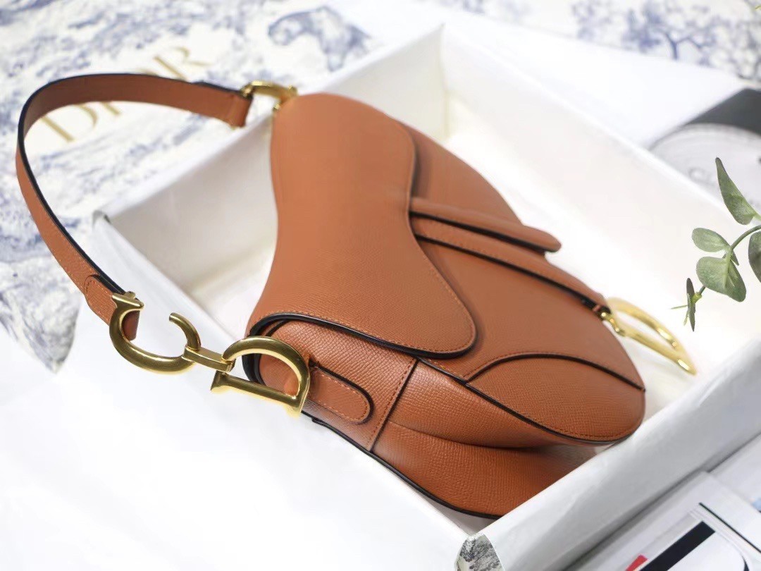 Dior Saddle Bag In Brown Grained Calfskin 509