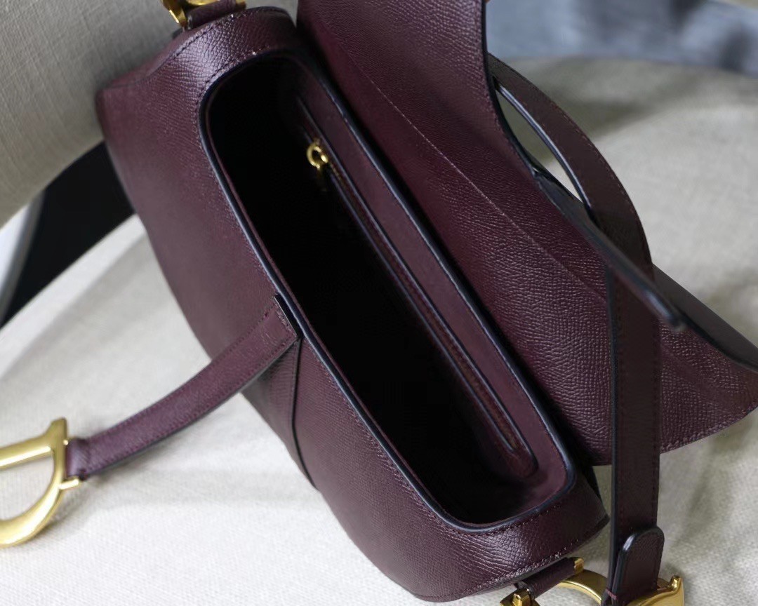 Dior Saddle Bag In Bordeaux Grained Calfskin 479