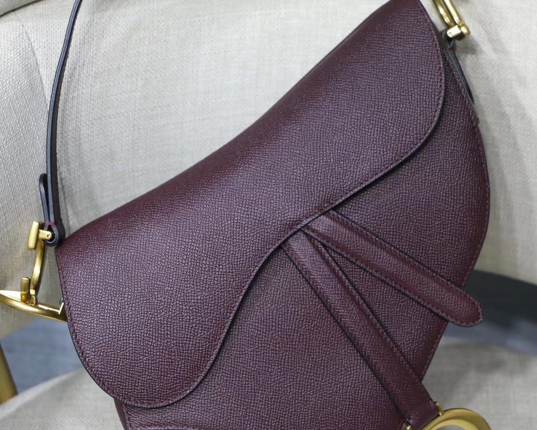 Dior Saddle Bag In Bordeaux Grained Calfskin 479