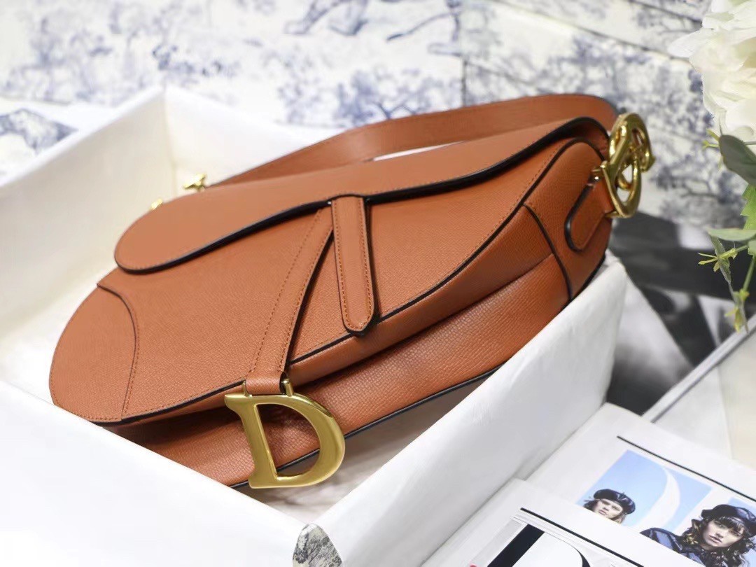 Dior Saddle Bag In Brown Grained Calfskin 509