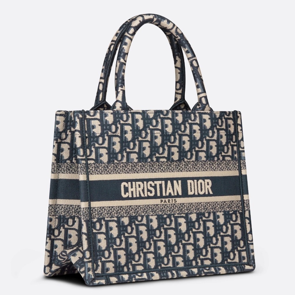 Dior New Small Book Tote In Blue Dior Oblique Jacquard 802