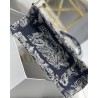 Dior New Small Book Tote In Blue Toile de Jouy Reverse Embroidery 844