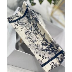 Dior New Small Book Tote In White Toile de Jouy Zodiac Embroidery 455