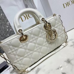 Dior Lady D-Joy Bag In White Cannage Lambskin 511