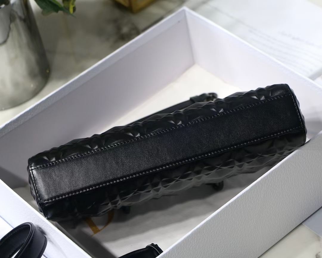 Dior Lady D-Joy Bag In Black Calfskin with Diamond Motif 536