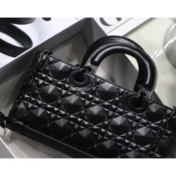 Dior Lady D-Joy Bag In Black Calfskin with Diamond Motif 536