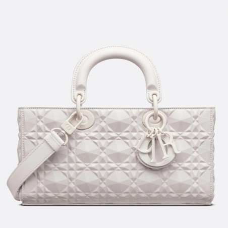 Dior Lady D-Joy Bag In White Calfskin with Diamond Motif 790