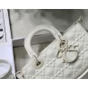 Dior Lady D-Joy Bag In White Calfskin with Diamond Motif 790