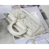 Dior Lady D-Joy Bag In White Calfskin with Diamond Motif 790