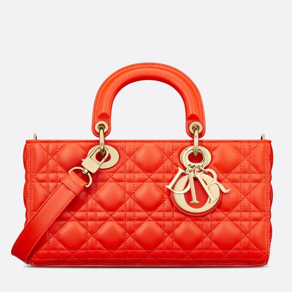 Dior Lady D-Joy Bag In Orange Cannage Lambskin 823