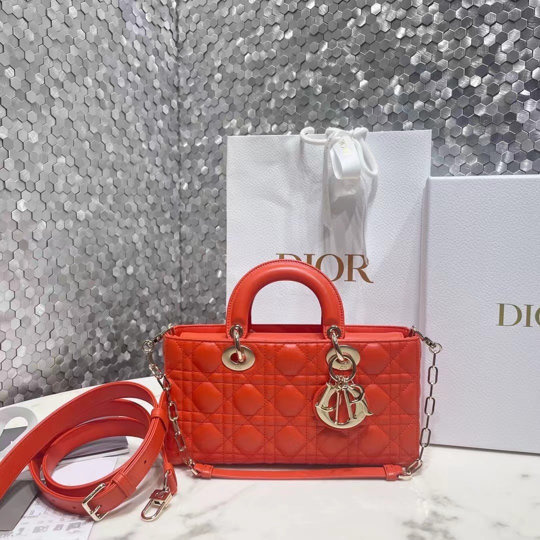 Dior Lady D-Joy Bag In Orange Cannage Lambskin 823