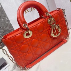 Dior Lady D-Joy Bag In Orange Cannage Lambskin 823