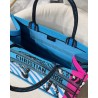 Dior Medium Book Tote Bag In Blue D-Jungle Pop Embroidery 851