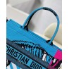 Dior Medium Book Tote Bag In Blue D-Jungle Pop Embroidery 851