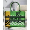 Dior Medium Book Tote Bag In Green D-Jungle Pop Embroidery 878