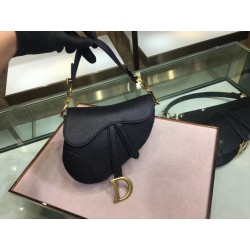 Dior Mini Saddle Bag In Black Grained Calfskin 552