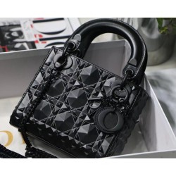 Dior Lady Dior Mini Bag In Black Calfskin with Diamond Motif 024