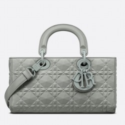 Dior Lady D-Joy Bag In Grey Calfskin with Diamond Motif 095