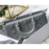 Dior Lady D-Joy Bag In Grey Calfskin with Diamond Motif 095