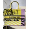 Dior Large Book Tote Bag In Yellow D-Jungle Pop Embroidery 703