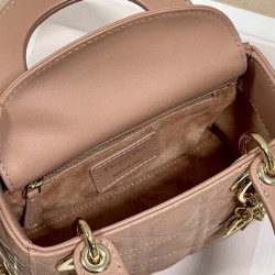 Dior Mini Lady Dior Bag In Blush Cannage Lambskin 735