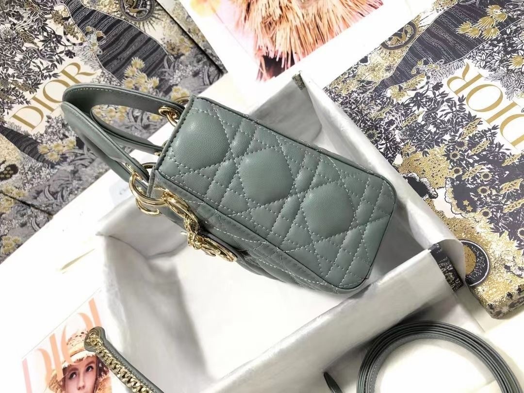 Dior Mini Lady Dior Bag In Grey Cannage Lambskin 769