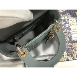 Dior Mini Lady Dior Bag In Grey Cannage Lambskin 769