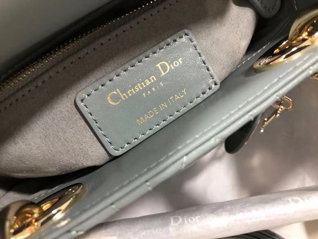 Dior Mini Lady Dior Bag In Grey Cannage Lambskin 769