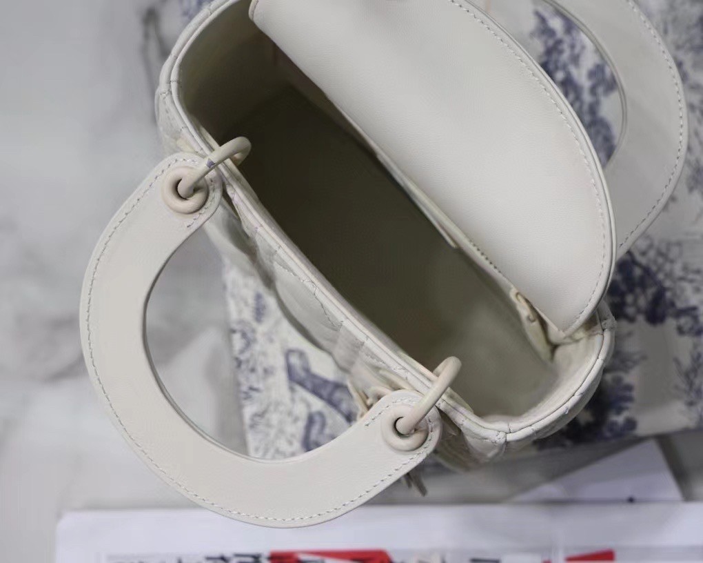 Dior Mini Lady Dior Bag In White Ultramatte Calfskin 832