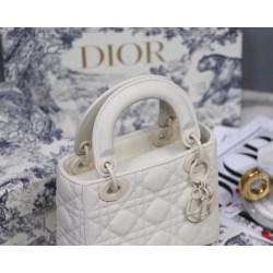 Dior Mini Lady Dior Bag In White Ultramatte Calfskin 832