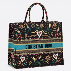 Dior Book Tote Bag In Flowers And Hearts Canvas 396