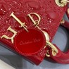 Dior Red Patent Mini Lady Dior Bag With Chain 870