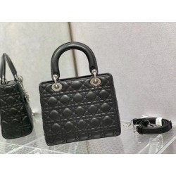 Dior Medium Lady Dior Bag In Noir Cannage Lambskin 930