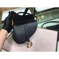 Dior Mini Saddle Bag In Black Grained Calfskin 552
