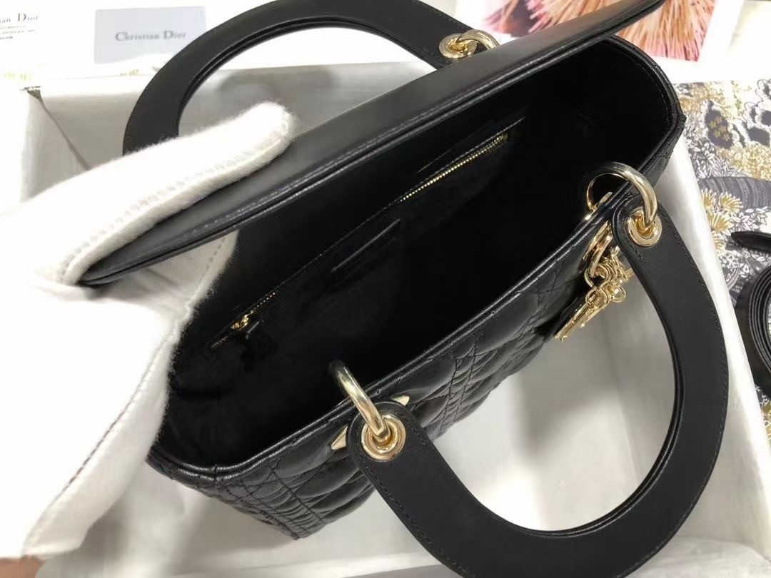 Dior Medium Lady Dior Bag In Black Cannage Lambskin 298