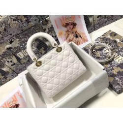 Dior Medium Lady Dior Bag In White Cannage Lambskin 347